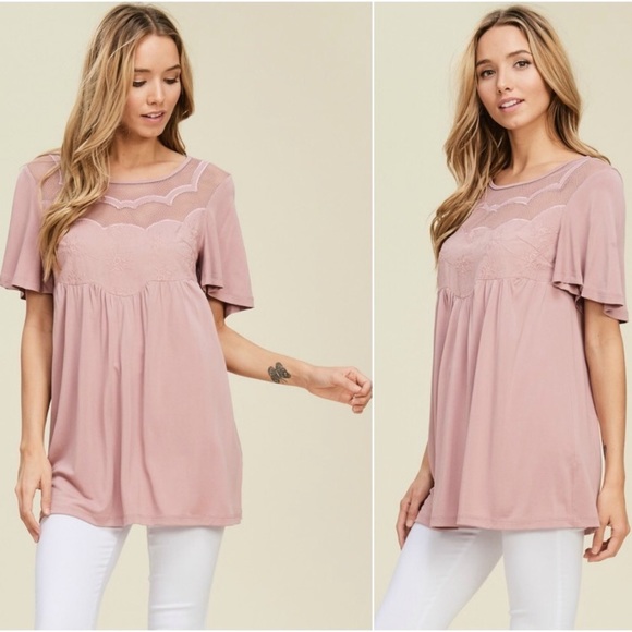 Lace Detail Short Sleeve Top - Picture 4 of 6